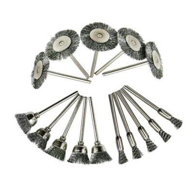 

15x Stainless Steel Wire Brush Polishing Wheels Full Kit Pen Cup Tool Set Easy