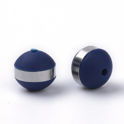 

Silicone Beads with 304 Stainless Steel Findings Round MarineBlue 8mm Hole 15mm