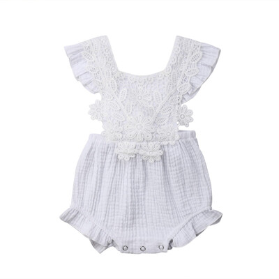 

Newborn Baby Girl Lace Backless Romper Jumpsuit Bodysuit Clothes Outfit Summer