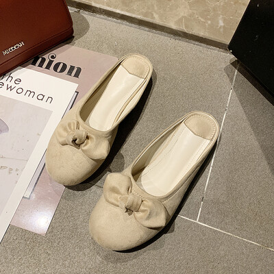 

Chic cute candy color Muller shoes ins tide summer college wind butterfly flat bottom slippers
