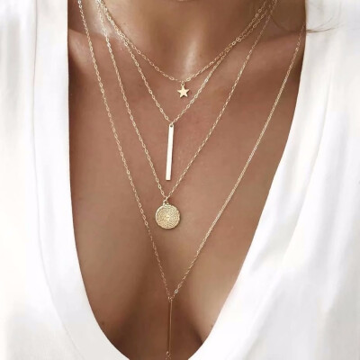 

Multi Layer Shell Pendant Necklace For Women Gold Chain Necklace Crystal Choker Necklaces Summer Bohemian Best Friend Jewelry