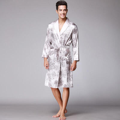 

Mens Stylish Long Sleeves Bathrobe Pajama Sleepwear Robe Male Pyjamas Homewear