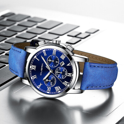 

Gobestart Mens Fashion Sport Stainless Steel Case Leather Band Quartz Analog Wrist Watch