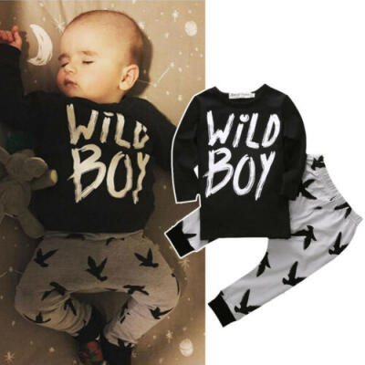 

UK Stock Toddler Kids Baby Boy Winter T-shirt Tops Long Pants Outfit Set Clothes