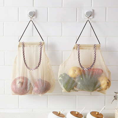 

Multi-function Kitchen Wall Hanging Vegetable Fruit Mesh Storage Bag Organizer