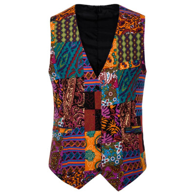 

Toponeto Mens Casual Vintage Ethnic Style Sleeveless Business Vest Top Waistcoat