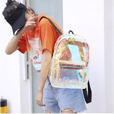 

New Women&39s Clear Transparent Candy Backpack Jelly Bags Laser Rucksack SchoolBag