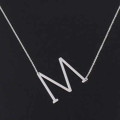 

Alphabet Necklace Silver Plated Initial Letter Alphabet A - Z Choker Pendant