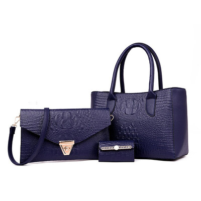 

Tailored Womens Fashion Simple Style Three-Piece Solid Color Leather Handbag