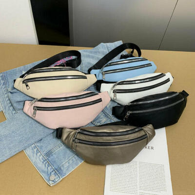 

US Women Girl Zipper Waist Bag Fanny Pack PU Leather Belt Bag Chest Bag Pocket Y