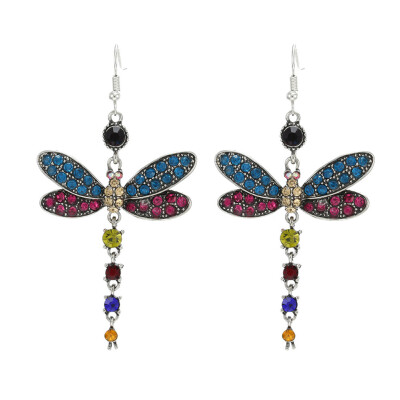 

Woemn Gorgeous Colors Dragonfly Crystal Rhinestone Plated Hook Earrings Jewelry