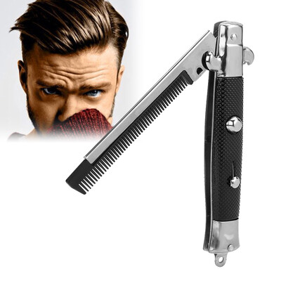 

Metal Switchblade Pocket Folding Flick Hair Comb For Beard Mustache Head Black Pearl Handle Nicer Than Butterfly Knife Trainer