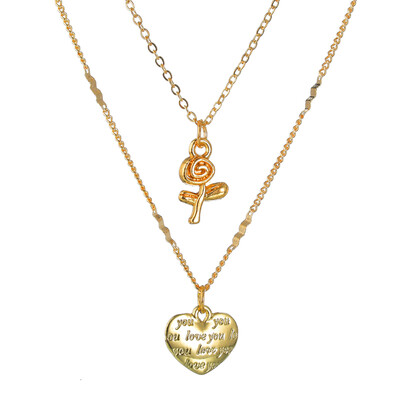 

Trendy Elegant Multi Layer Gold Chain Necklace Moon Letter Heart Cross Pendant Necklaces Women Collier Croix Christian Jewelry