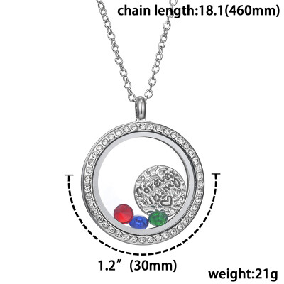 

Family Mom Dad Gift Round Heart Photo Frames Openable Locket Necklaces Heart Pendant Necklace Jewelry For Women Girlfriend Gift