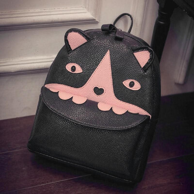 

Fashion Women Backpack Animal Pattern PU Leather Zipper Closure School Travel Shoulder Bags Black1Black2