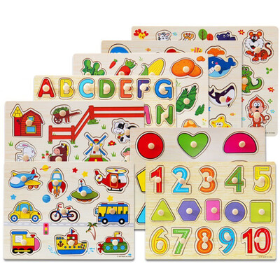 

Baby Hand Grasp 3D Wooden Puzzles Toy Tangram Jigsaw Board Cartoon Toys Kids Educational Wooden Toys Toys