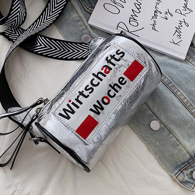 

North bag summer new personality woman 2019 new fashion feeling wide shoulder bag single shoulder bag bright face bucket bag