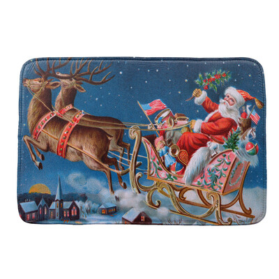 

Gobestart Christmas HD Printed Non-Slip Bath Mat Absorbent Home Decor H