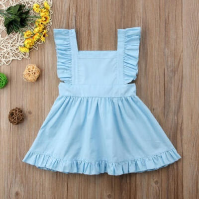 

Hot Newborn Baby Girl Summer Sleeveless Ruffle Bowknot Back Princess Pinafore Dress Infant Kids Party Wedding Dresses