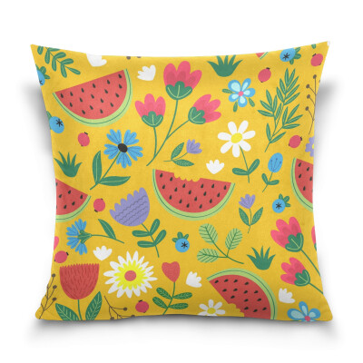 

ALAZA Throw Pillow Cover 16 X 16 inch Christmas Gift Cushion Cover with Flowers And Watermelon Printed Pillowcase