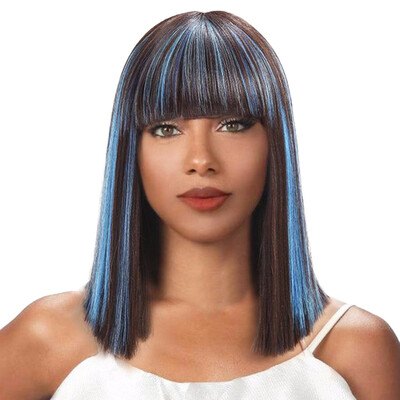 

〖Follure〗Fashion Synthetic Short Dyeing Straight BOB Mix Color Natural Hair Full Wig