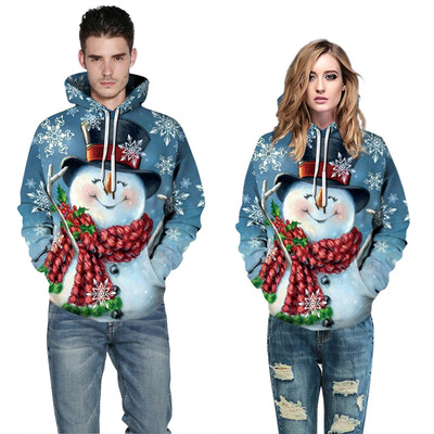 

Tailored Christmas Women Men Couples Print Long Sleeve Hoodie Sweatshirt Pullover Tops