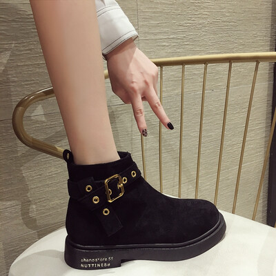 

European&American fashion Martin boots women British Wind Autumn net red retro buckle college boots