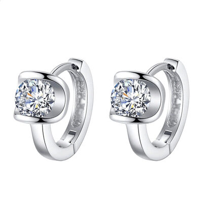 

Women Fashion Round Rhinestone Inlaid Huggie Earrings Jewelry Birthday Gift