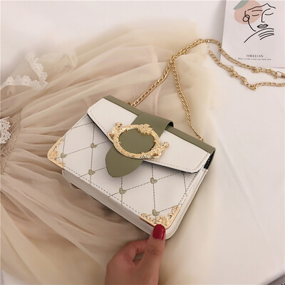 

Chic rhombic chain bag female 2019 new Korean version of the belt decoration small square bag collision color wild shoulder Messenger bag