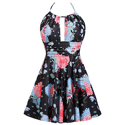 

Roseonmyhand Womens Sexy One Piece Bikini Swimsuit Print Swim Dress Skirted Bathing Suit