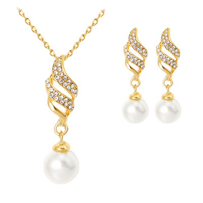 

Fashion Necklace Jewelry Women Crystal Modern Pearl Wedding Set Personality Novelty Jewelry Set for Earrings Plated Elegant