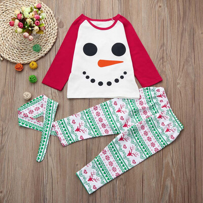 

Newborn Infant Baby Boy Girl T shirt TopsPantsHeadband Christmas Outfits Set