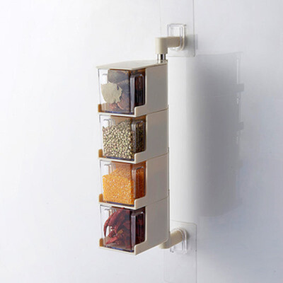 

Seasoning Boxes Kitchen Condiment Box Spice Storage Jar Wall Hanging Rotating