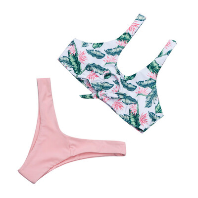 

Roseonmyhand Women Printing Bandage Bikini Set Push-Up Brazilian Swimwear Beachwear Swimsuit