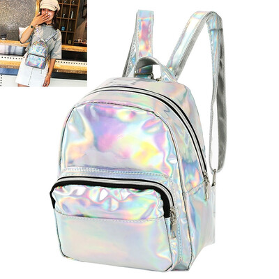 

Mini Laser Bag PU Leather Laser Backpack School Bookbag Tote Bag Travel Bag