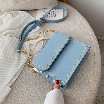 

French minority bag 2019 new version of 100 rivets chain package with small fresh single shoulder oblique satchel