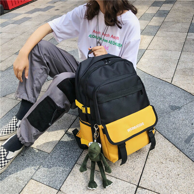 

Ins style schoolbag female Korean version of high school computer backpack college students large capacity trendy male double shou