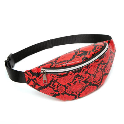 

Snake Print Women Shoulder Waist Fanny Belt Packs PU Leather Chest Bags