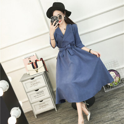 

Summer Dresses 2018 New Arrival High Waist Solid Color Half Sleeve Dresses Korean Fashion Dress For Women