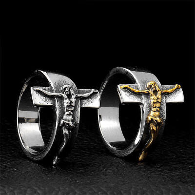 

Mens Retro Jesus Cross Stainless Steel Ring 2 Colors