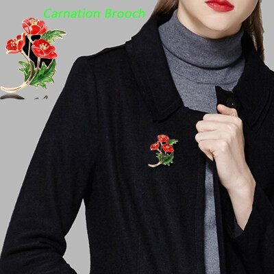 

Vogue Women Red Carnation Flower Enamel Brooches Corsage Alloy Brooch Pin Mother Gift