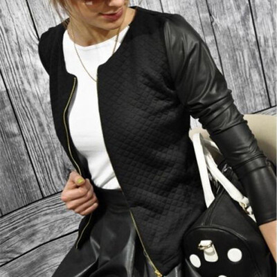 

Tailored Autumn Winter Womens Slim Leather Sleeve Coat Short Jacket Casual Outwear