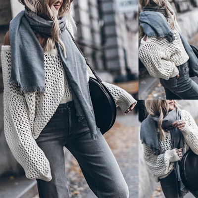 

〖Follure〗Womens Long Sleeve Pullover Plus Size Solid O-Neck Sweater Knitted Top Blouse