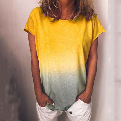 

Womens Summer Crew Neck Shortsleeve Blouses Loose Tops Tunic T Shirts Plus Size