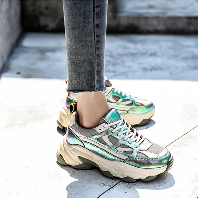 

Yi Dian autumn&winter new sports wind single shoes color matching magic color Korean casu