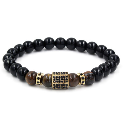 

ZTJTJ Diamond Tiger Eye Micro-encrusted Wheel Bead Spacer Bracelet Bracelet Bracelet