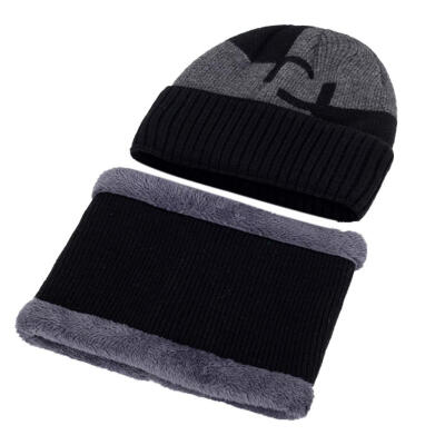 

Fashion Men Winter Knitted Hat Outdoor Cycling Beanie Warm Cap Scarf Set Gift