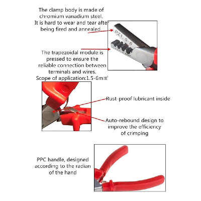 

PZ 15-6 Mini Ferrules Tool Crimping Plier Terminals Crimping Tool for Crimping Cable End-sleeves Special Tool Steel