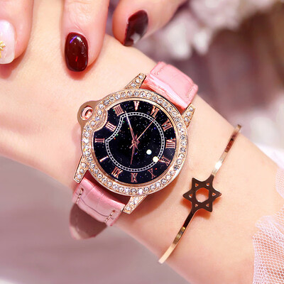 

buffet style fashionable womens water-proof watch Korean simple womens watch full-star water drill female students watch