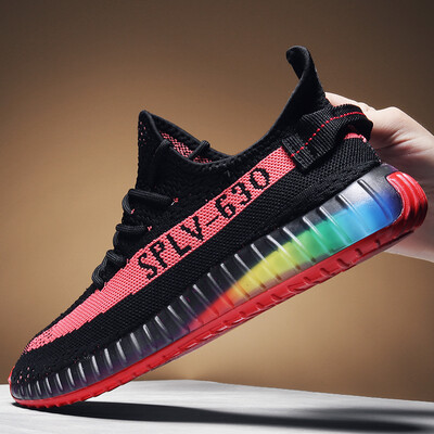 

Mens shoes net shoes color bottom mens shoes trend breathable sports flying woven mens shoes casual shoes men